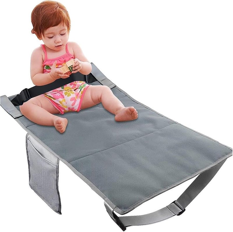 Kids Airplane Footrest Adjustable Toddler Seat Extender Portable Folding Bed For Long Flights Includes Storage Bag Grey - Image 1